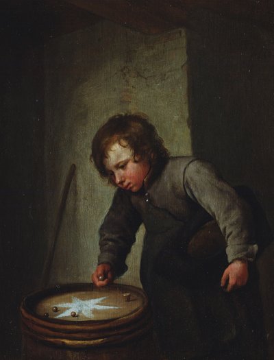 Niño jugando con canicas de Jan Havickszoon Steen