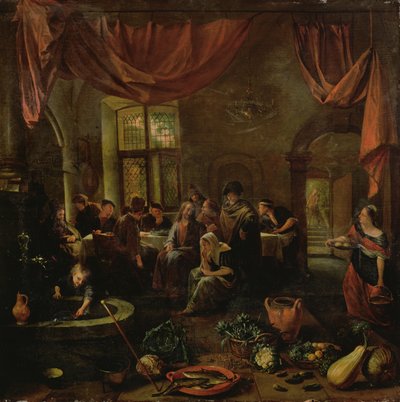 Cristo en la casa de Marta y María, c.1655 de Jan Havickszoon Steen