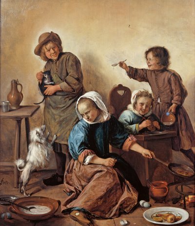 La comida de los niños, ca 1665 de Jan Havickszoon Steen