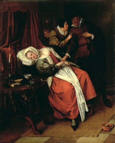 El Paciente y el Doctor, 1660s de Jan Havickszoon Steen