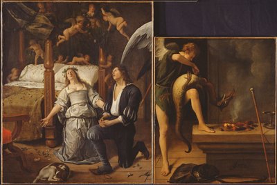 Tobías y Sara con el Arcángel Rafael exorcizando al demonio Asmodeo de Jan Havickszoon Steen