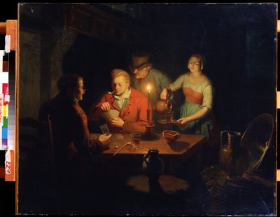 Juego de cartas. Pintura de Jan Hendrik van Grootveld (1808-1855). Óleo sobre tabla, 70 x 93 cm, arte holandés del siglo XIX. Museo del Lejano Oriente, Khabarovsk (Rusia). de Jan Hendrick van Grootvelt
