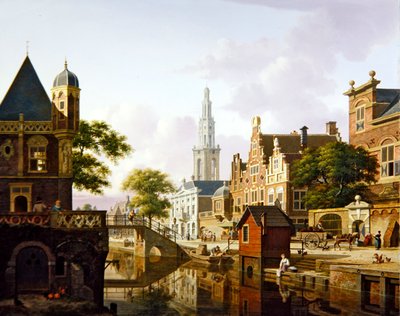 Una ciudad holandesa a lo largo de un canal de Jan Hendrik Verheyen