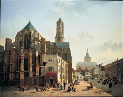 Vista del coro y la torre de la Catedral de Utrecht, c. 1829 de Jan Hendrik Verheyen