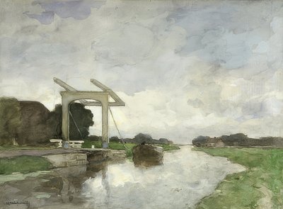 Puente levadizo en Noorden. Alrededor de 1890 de Jan Hendrik Weissenbruch