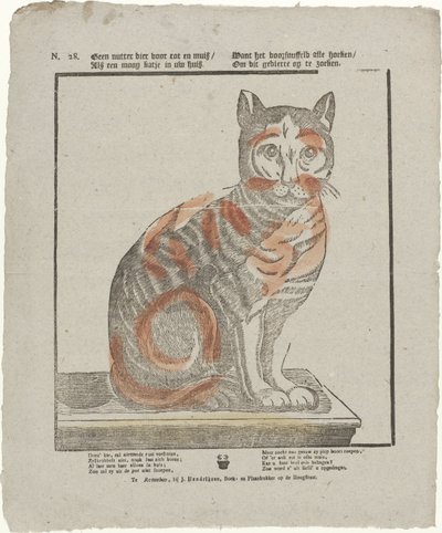 No es un animal útil para pudrirse y el ratón / Como un hermoso gatito en tu casa. / Porque husmea por todos los rincones / para buscar a esta bestia (título sobre objeto) de Jan Hendriksen