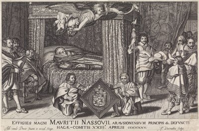 Paradebed van Prins Maurits, 1625 Retrato del gran Maurice Nassouius, príncipe de Orange &c. el difunto, el vigésimo tercer conde de La Haya. Abril de 1625 (título sobre objeto) de Jan Hendriksz. Verstraelen