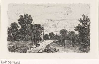 Paisaje con un puente sobre un canal de Jan Heppener