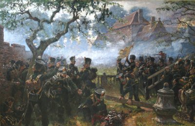 Tropas de Nassau en Hougoumont durante la batalla de Waterloo de Jan Hoynck van Papendrecht