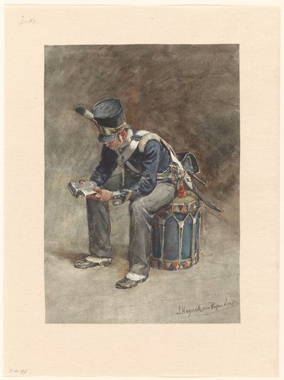 Tambor de infantería de lectura sentado de Jan Hoynck van Papendrecht