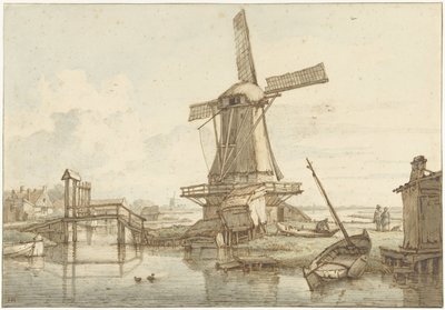Paisaje con molino de viento de Jan Hulswit