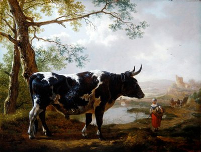 Un toro de premio en un paisaje verde de Jan II Kobell