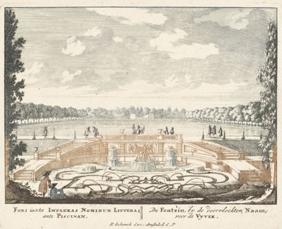 Fuente y gran estanque en los jardines del Palacio de Het Loo, 1694-97 de Jan I van Call