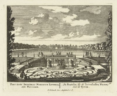 Fuente en el gran estanque en los jardines de Paleis Het Loo, 1695-1705 de Jan I van Call