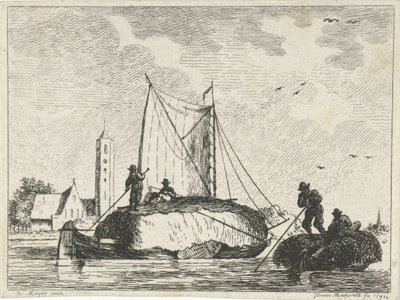Dos barcazas de heno de Jan Izaak van Mansvelt