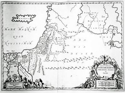 Mapa de los viajes de Abraham, Isaac y Jacob, 1652 de Jan Janssonius