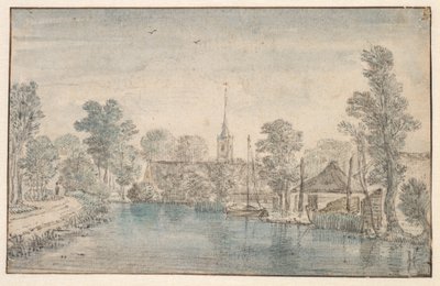 Pueblo en un río de Jan Jansz den Uyl
