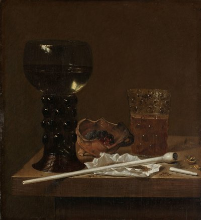Bodegón con roemer, vaso de cerveza y una pipa de Jan Jansz. van de Velde (III)