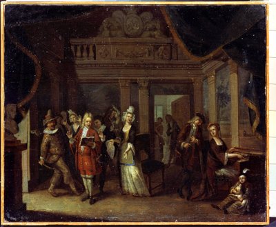 Concierto privado. Un concierto en casa. Pintura de Jan Josef Horemans el Viejo o el Viejo (1682-1759). Arte flamenco, estilo rococó. Óleo sobre tela. Museo Estatal de Historia y Arte, Serpukhov (Serpukhov), Rusia. de Jan Josef the Elder Horemans