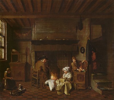 Escena interior, junto a la chimenea de Jan Josef the Elder Horemans