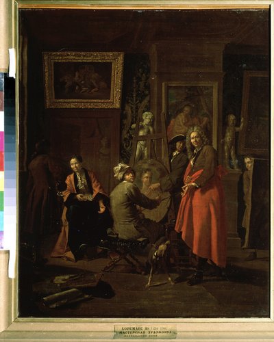""El estudio del pintor"" (El estudio del pintor) Pintura de Jan Joseph Horemans el Viejo (1682-1759) 1725-1730 Museo Pushkin de Moscú de Jan Josef the Elder Horemans