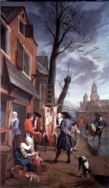 Fuera del carnicero (una de una serie de cuatro) de Jan Josef the Younger Horemans