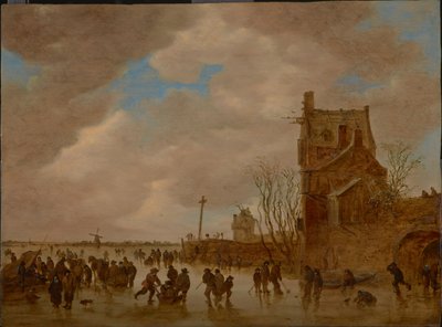 Placeres en el hielo frente a una torre de puente, 1655 de Jan Josefsz Goyen van