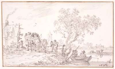 Un carro con viajeros en una posada de Jan Josefsz van Goyen