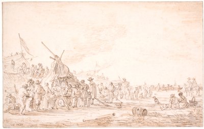 Paisaje costero con una ballena varada de Jan Josefsz van Goyen
