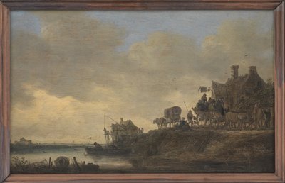 Escena fluvial con la taberna "Swan" de Jan Josefsz van Goyen