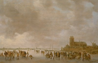 Paisaje invernal con figuras patinando sobre el hielo de Jan Josephsz van Goyen