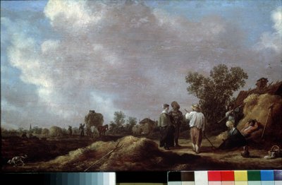 Pintura ""Haymaking"" (Henificación) de Jan Josefsz van Goyen (1596-1656) 1630 Museo Pushkin, Moscú de Jan Josephsz van Goyen