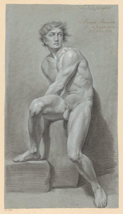 Desnudo masculino sentado, visto de frente (1er premio 1791) de Jan Kamphuijsen