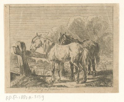 Pasto con dos caballos de Jan Karel Jacob de Jonge