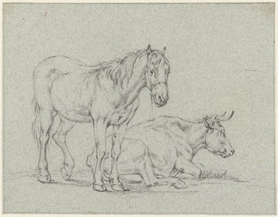 Caballo de pie y vaca acostada de Jan Kobell (II)