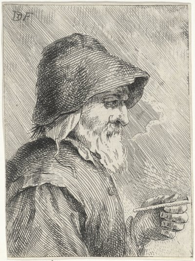 Viejo con barba y una pipa en la mano de Jan Lauwryn Krafft (I) (attributed to)