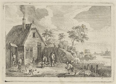 Los granjeros juegan a la petanca de Jan Lauwryn Krafft (I) (possibly)
