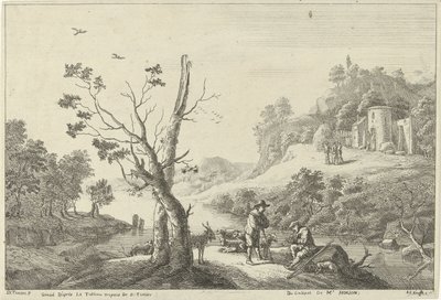 Paisaje con flautista y pastor de Jan Lauwryn Krafft (I)