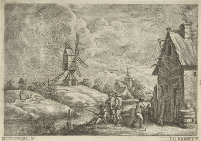 Paisaje con una posada y un molino. de Jan Lauwryn Krafft (I)