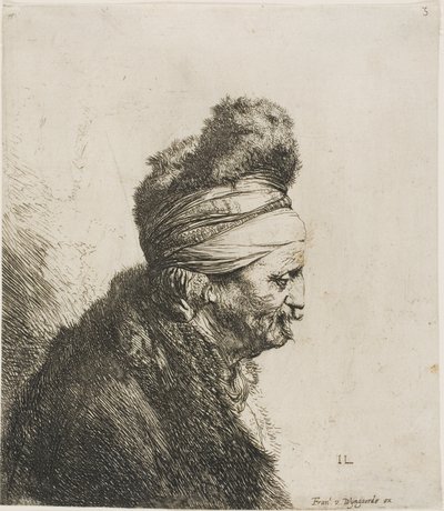 Busto de un hombre oriental, mirando a la derecha de Jan Lievens