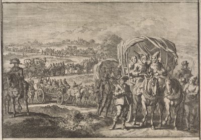 Monjes de Brabante Septentrional huyen a Amberes, 1637 de Jan Luyken (attributed to)