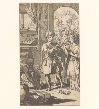 Ceremonia de matrimonio entre Mahoma y Chadja de Jan Luyken (possibly)