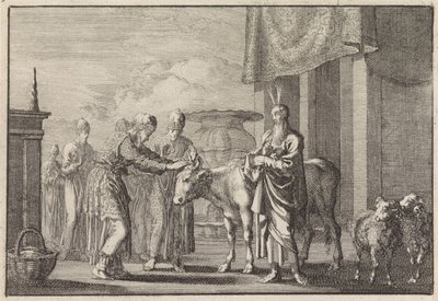 Aarón bendice el sacrificio de Jan Luyken
