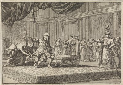 El asiento que había colocado junto al asiento del gran visir es arrebatado al enviado francés en Constantinopla, 1677. de Jan Luyken