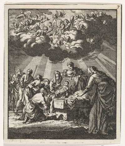 Adoración de los pastores de Jan Luyken