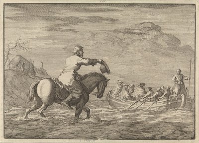 Llegada de Guillermo III al Oranjepolder en una barcaza de remos, 1691 de Jan Luyken