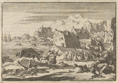 Terremoto de Jamaica que destruye la ciudad de Port Royal, 1692 de Jan Luyken