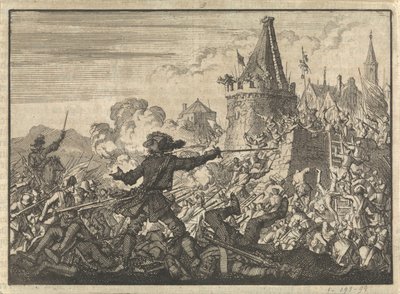 Asalto rechazado de las murallas de Livron, defendidas por los hugonotes, 1574 de Jan Luyken