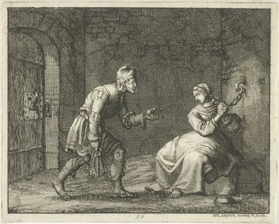 Felicitas en la carcel con el carcelero de Jan Luyken
