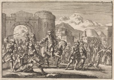 Enviado francés al sultán entra en Jerusalén a caballo, 1674 de Jan Luyken